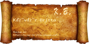 Kövér Britta névjegykártya